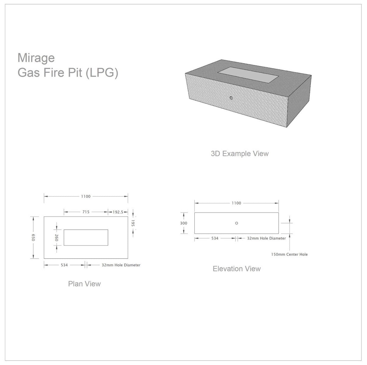 Mirage Gas Fire Pit White