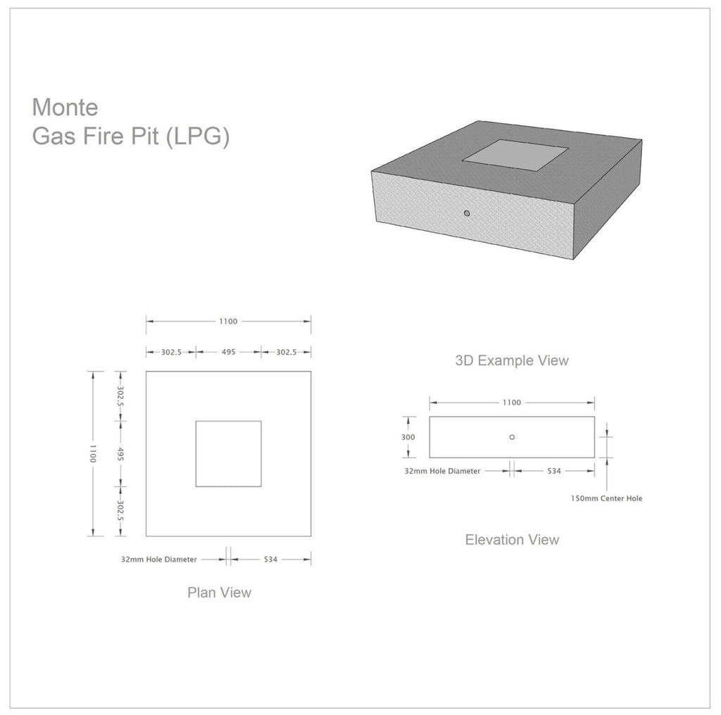 Monte Gas Fire Pit Grey