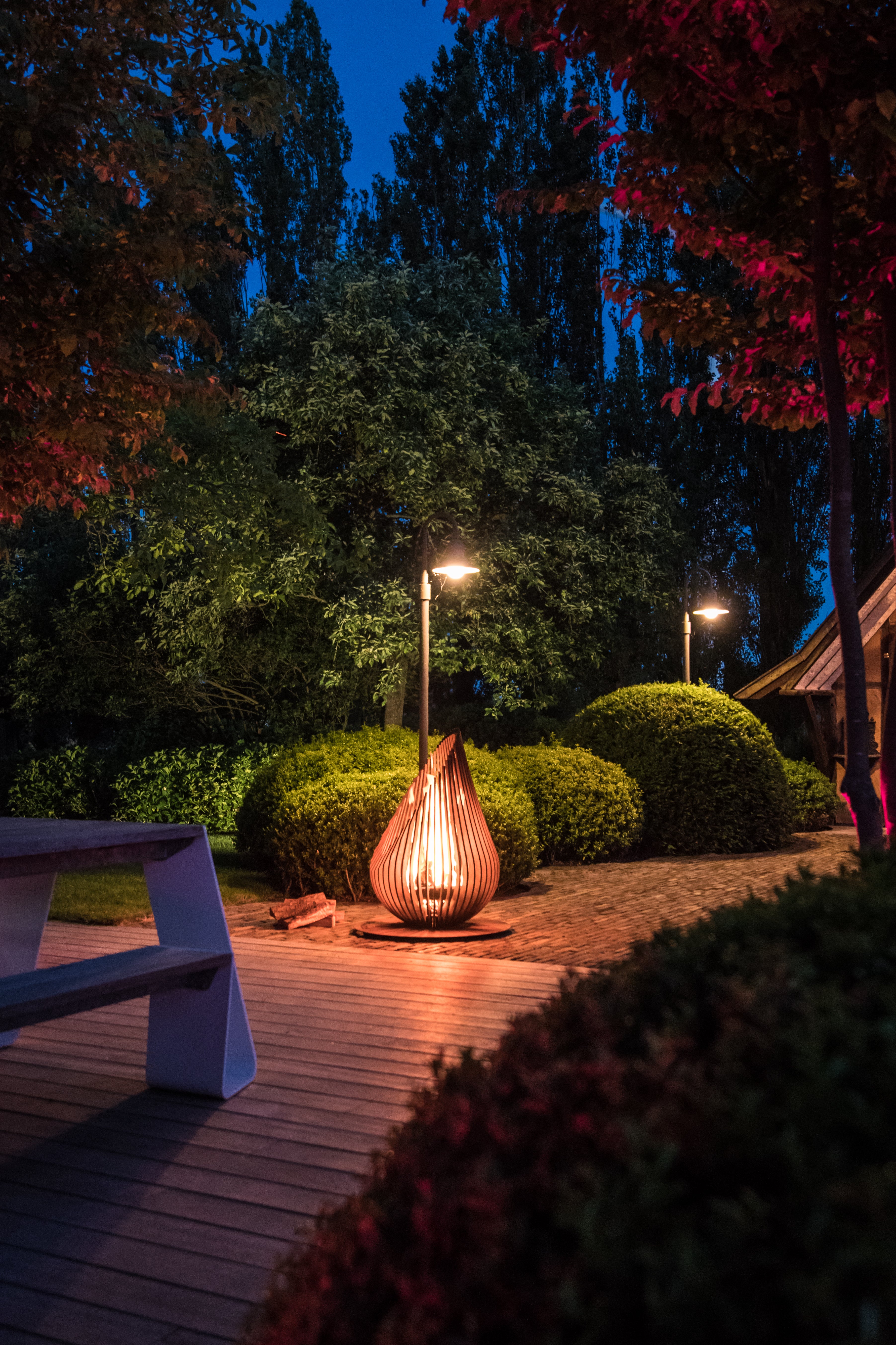 Glowbus Dewdrop Corten Steel Fire Bowl | Luxury Outdoor Fire Pit | Size L