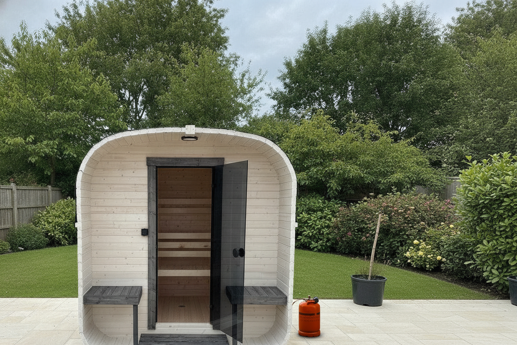 Steam & Oak Gas Cube Sauna 2.4m Double-Shelf (Electric or Wood-Fired)