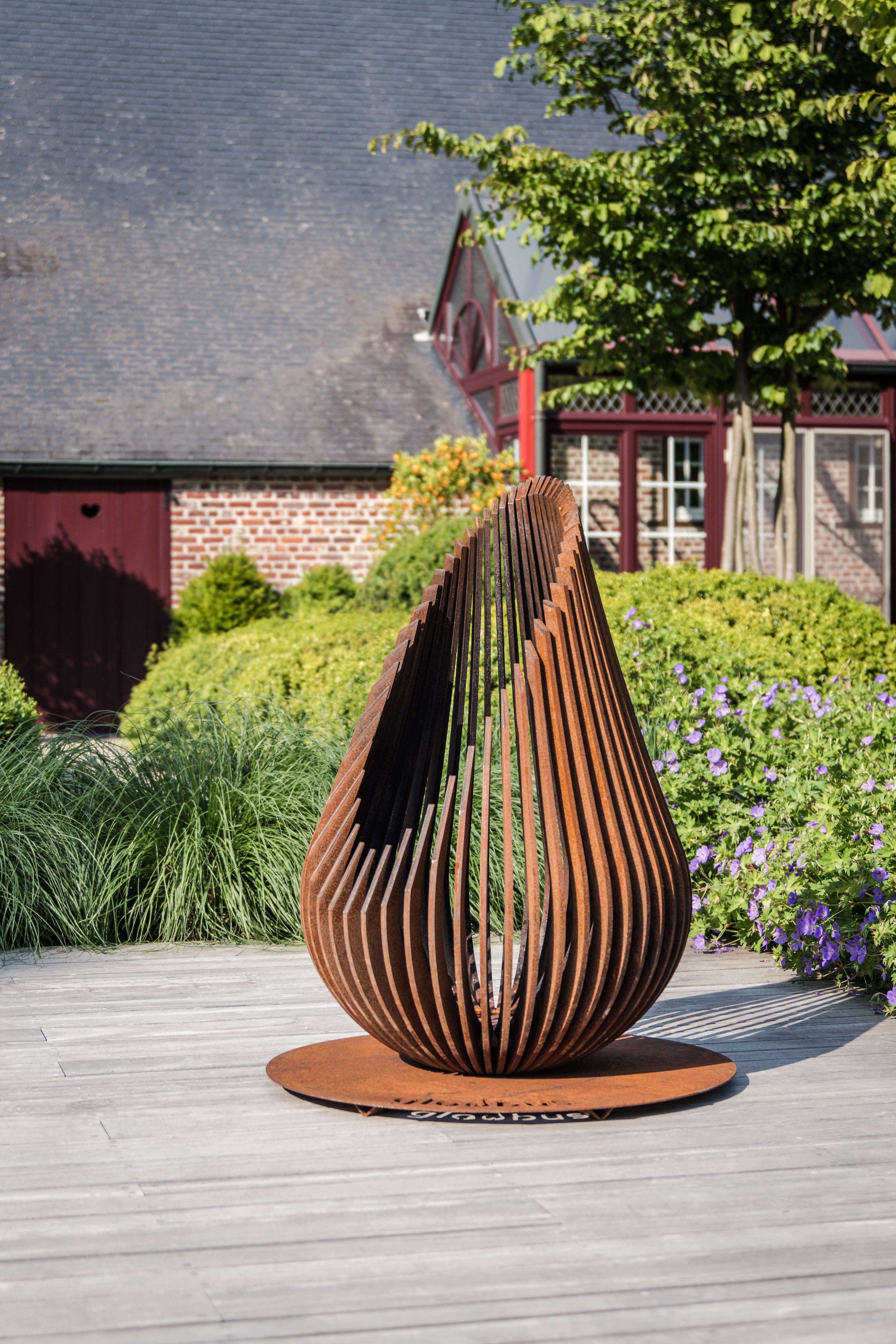 Glowbus Dewdrop Corten Steel Fire Bowl | Luxury Outdoor Fire Pit | Size XL