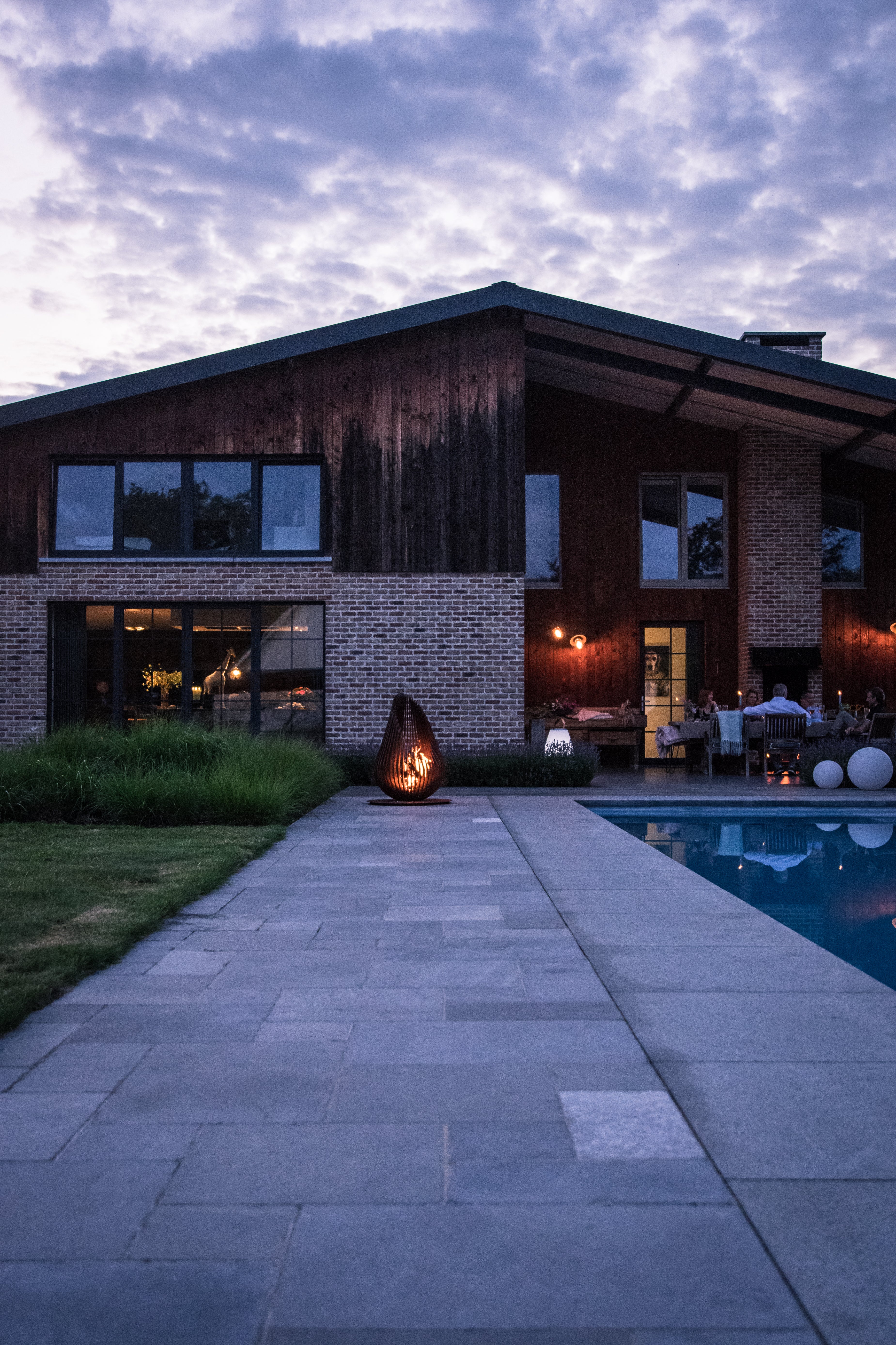Glowbus Dewdrop Corten Steel Fire Bowl | Luxury Outdoor Fire Pit | Size M