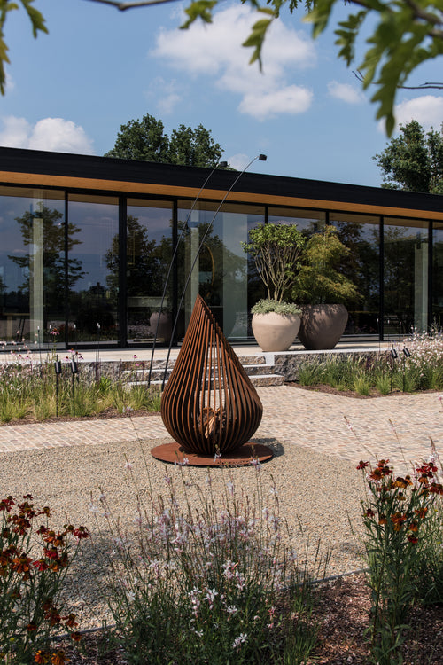 Glowbus Dewdrop Corten Steel Fire Bowl | Luxury Outdoor Fire Pit | Size XL