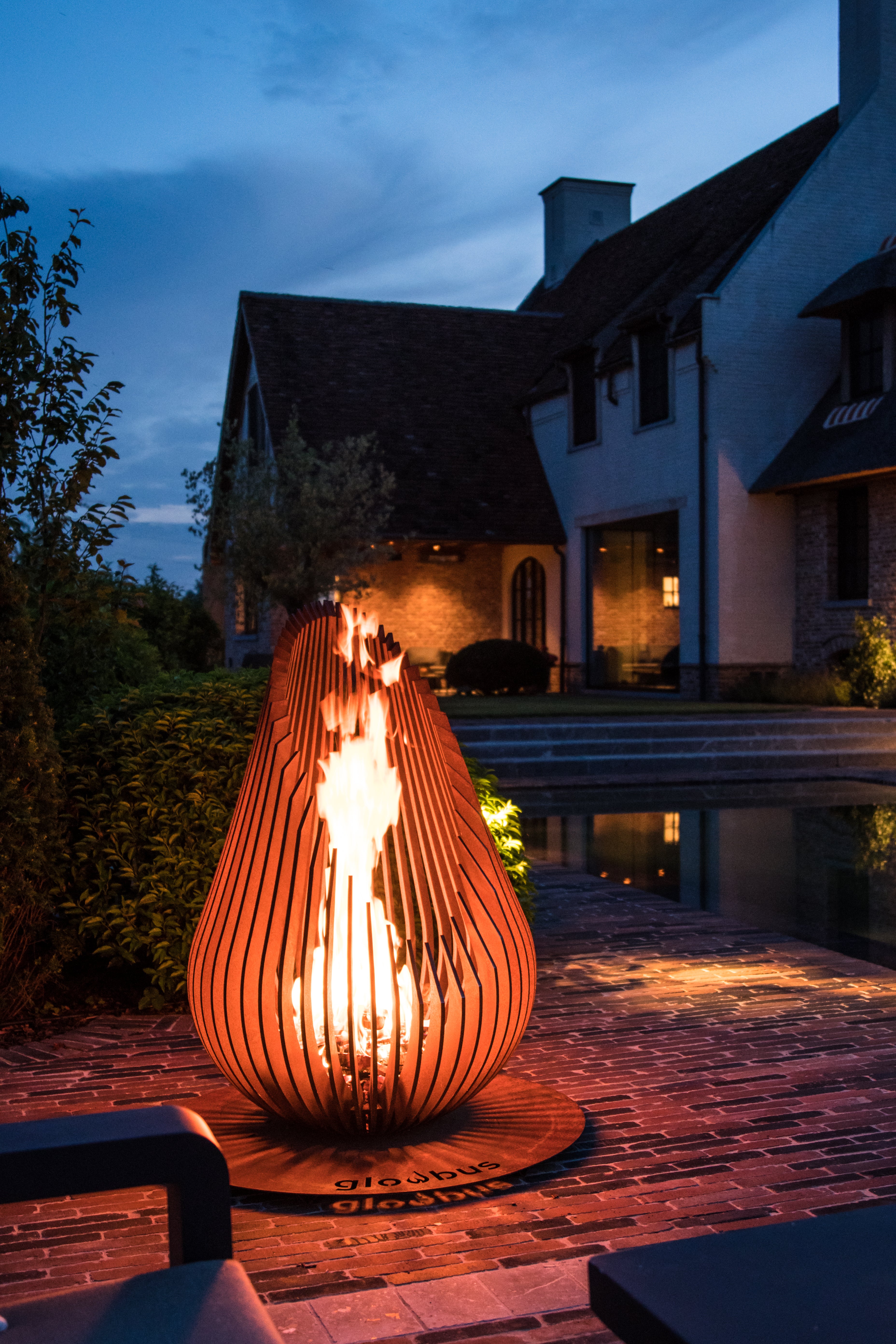 Glowbus Dewdrop Corten Steel Fire Bowl | Luxury Outdoor Fire Pit | Size XL