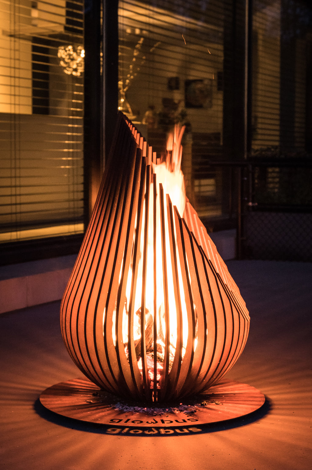 Glowbus Dewdrop Corten Steel Fire Bowl | Luxury Outdoor Fire Pit | Size L