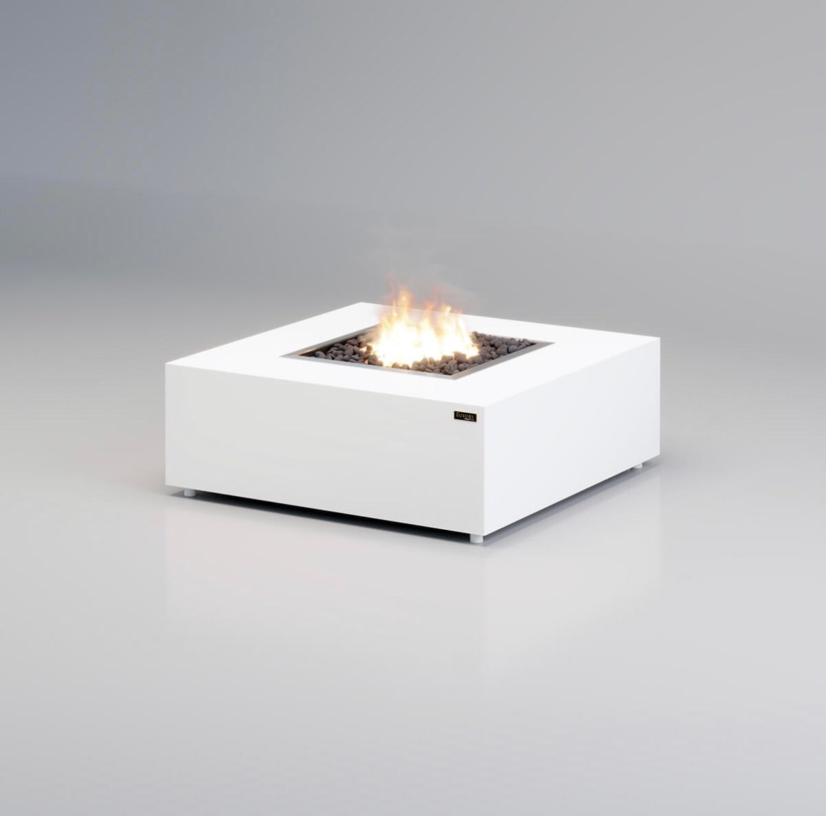 Maroma Gas Fire Pit White | Modern Square Fire Pit