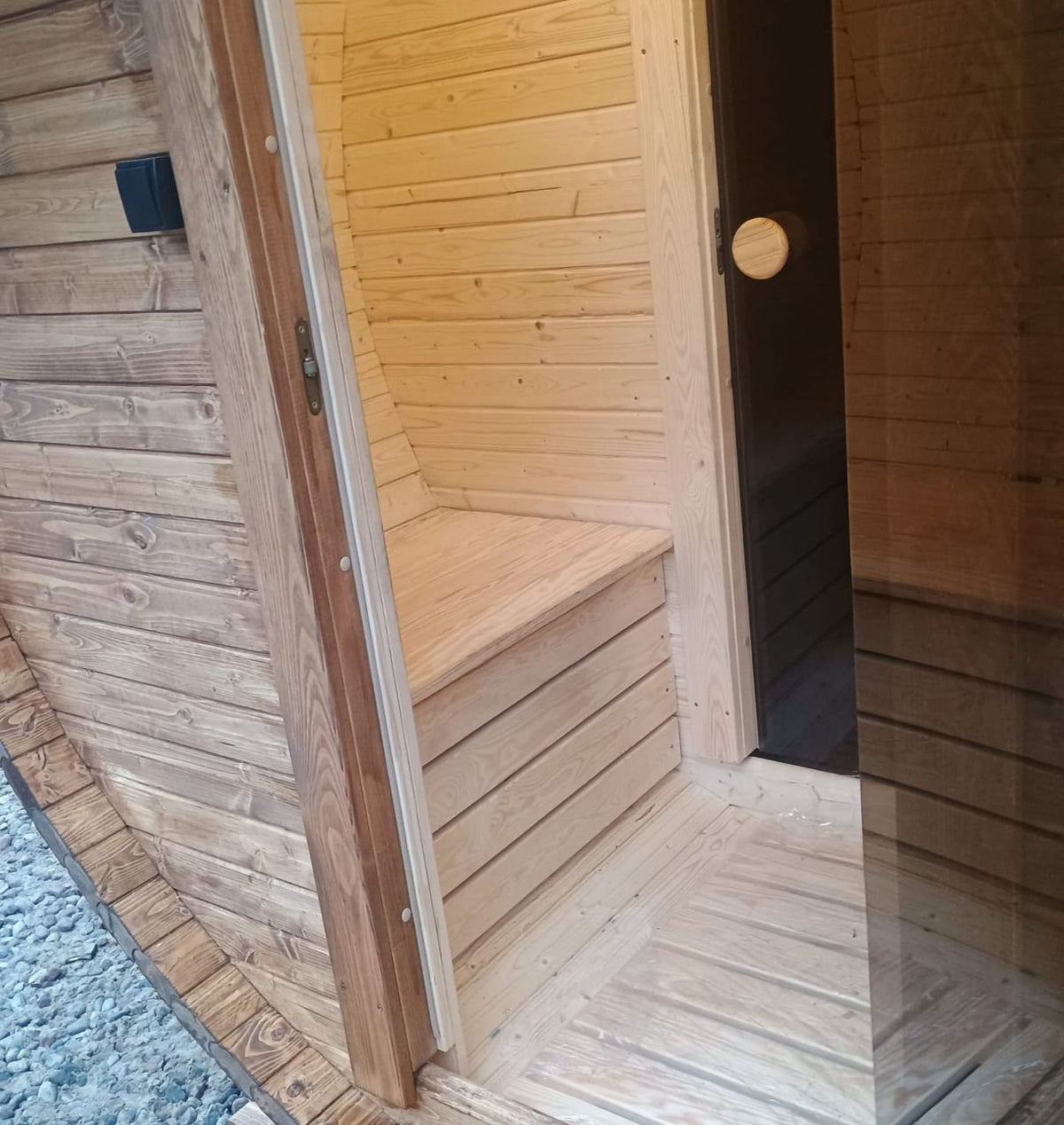 Steam & Oak Gas Barrel Sauna 3m Canopy + Anteroom (Electric or Wood-Fired)