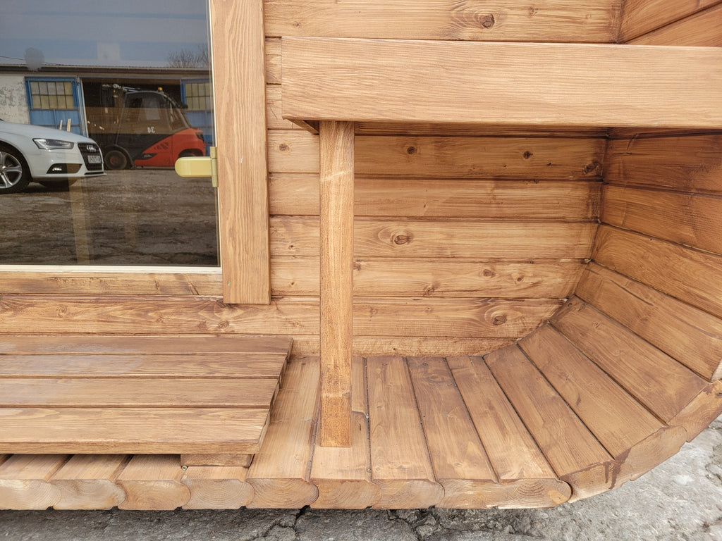 Steam & Oak Gas Cube Sauna 3.4m Premium L-Bench (Electric or Wood-Fired)