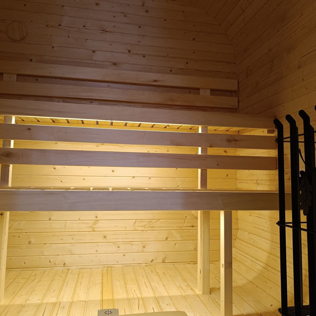 Steam & Oak Gas Cube Sauna 3.4m Premium L-Bench (Electric or Wood-Fired)