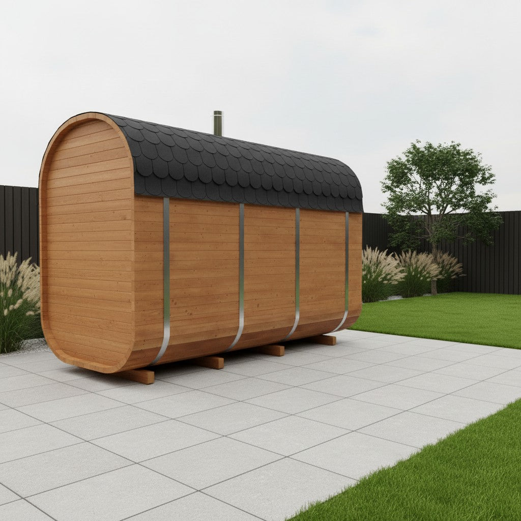Steam & Oak Gas Cube Sauna 3.4m Premium L-Bench (Electric or Wood-Fired)