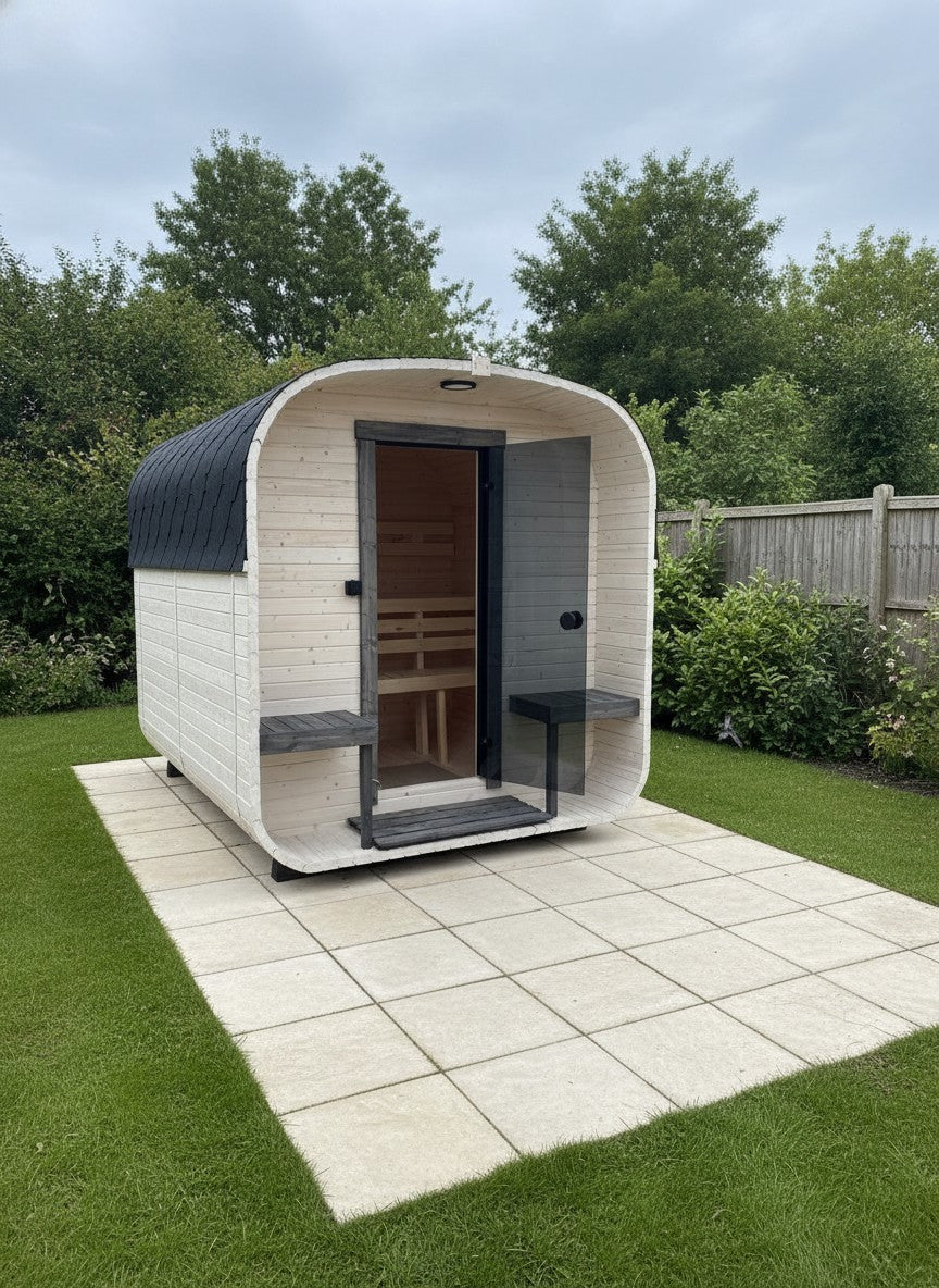 Steam & Oak Gas Cube Sauna 2.4m Double-Shelf (Electric or Wood-Fired)