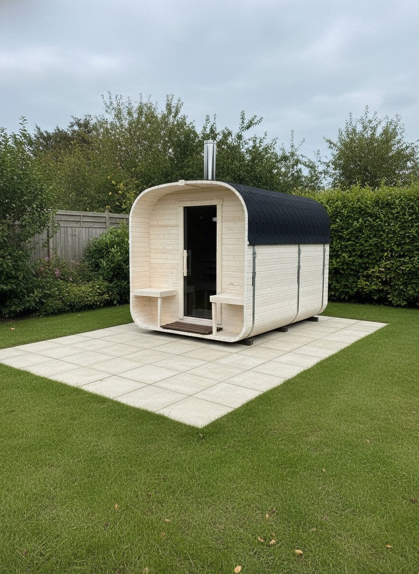 Steam & Oak Gas Cube Sauna 2.4m Double-Shelf (Electric or Wood-Fired)
