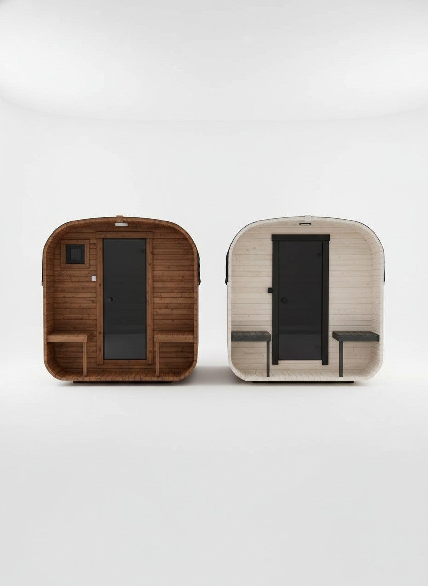 Steam & Oak Gas Cube Sauna 2.4m with Porch (Electric or Wood-Fired)