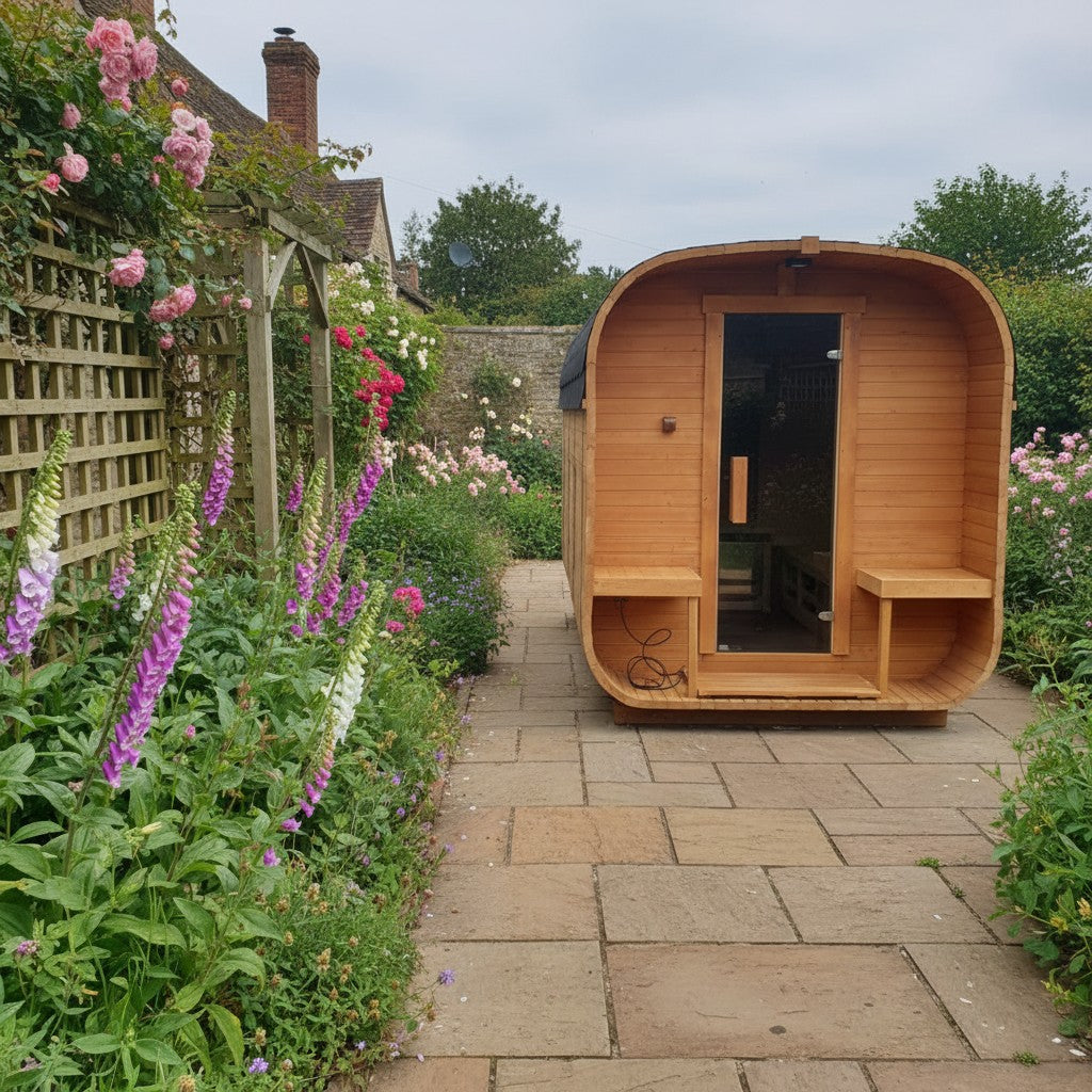 Steam & Oak Gas Cube Sauna 3.4m Premium L-Bench (Electric or Wood-Fired)
