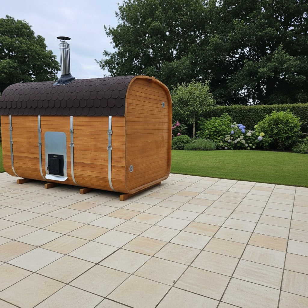 Steam & Oak Gas Cube Sauna 3.4m Premium L-Bench (Electric or Wood-Fired)