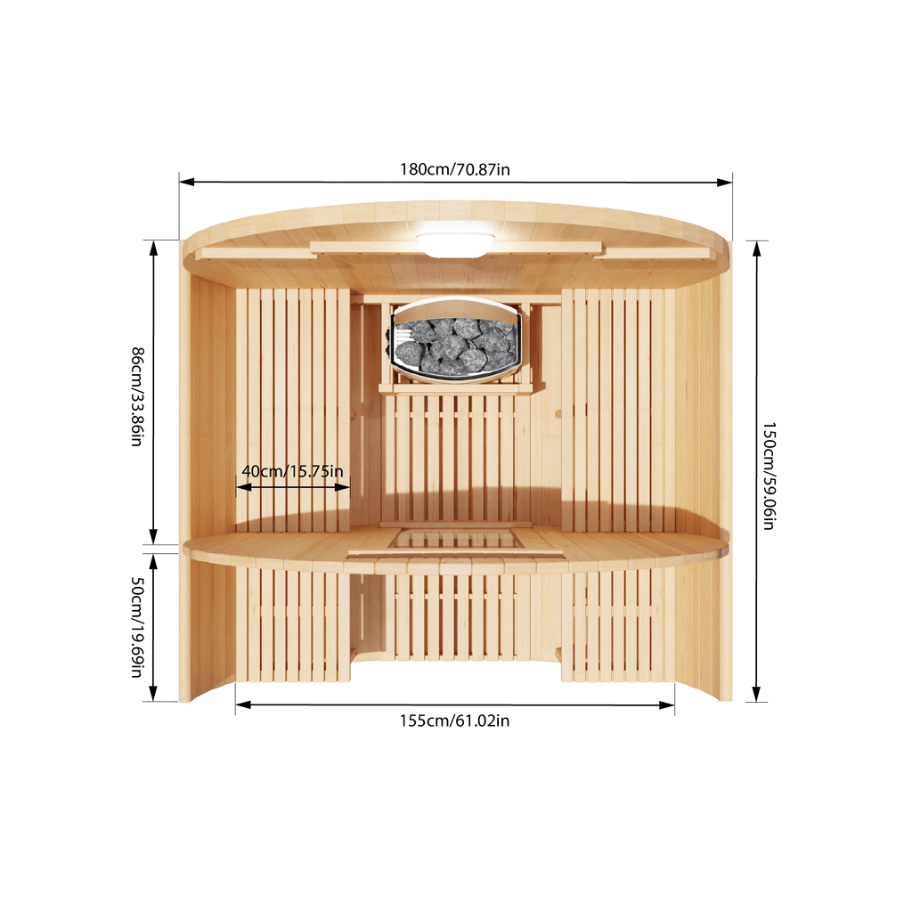 KOVE Outdoor Barrel Sauna – 1–2 Person Garden Sauna with 4.5kW Harvia Electric Heater