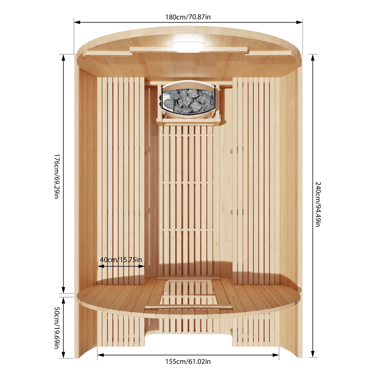 KOVE Outdoor Barrel Sauna – 5–6 Person Garden Sauna with 6kW Harvia Electric Heater