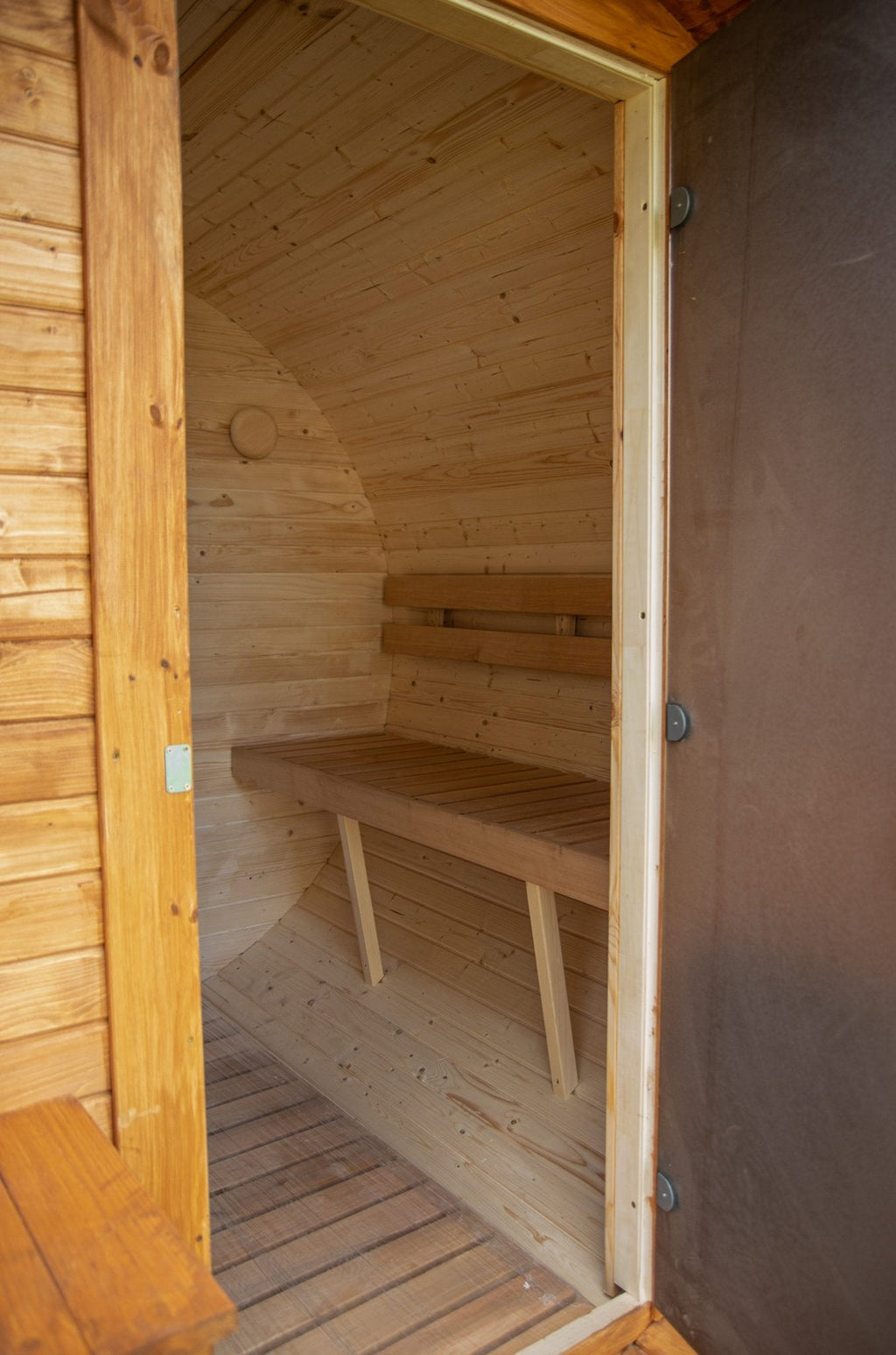 Steam & Oak Gas Barrel Sauna 2.4m with Porch (Electric or Wood-Fired)