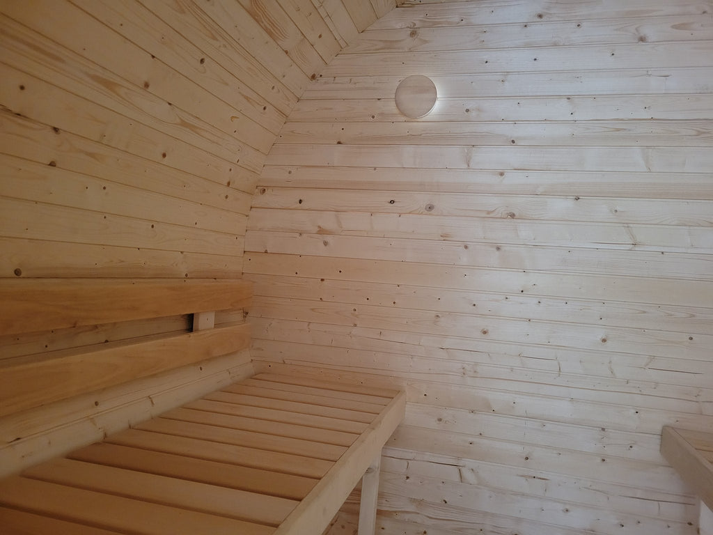 Steam & Oak Gas Barrel Sauna 2.4m with Porch (Electric or Wood-Fired)