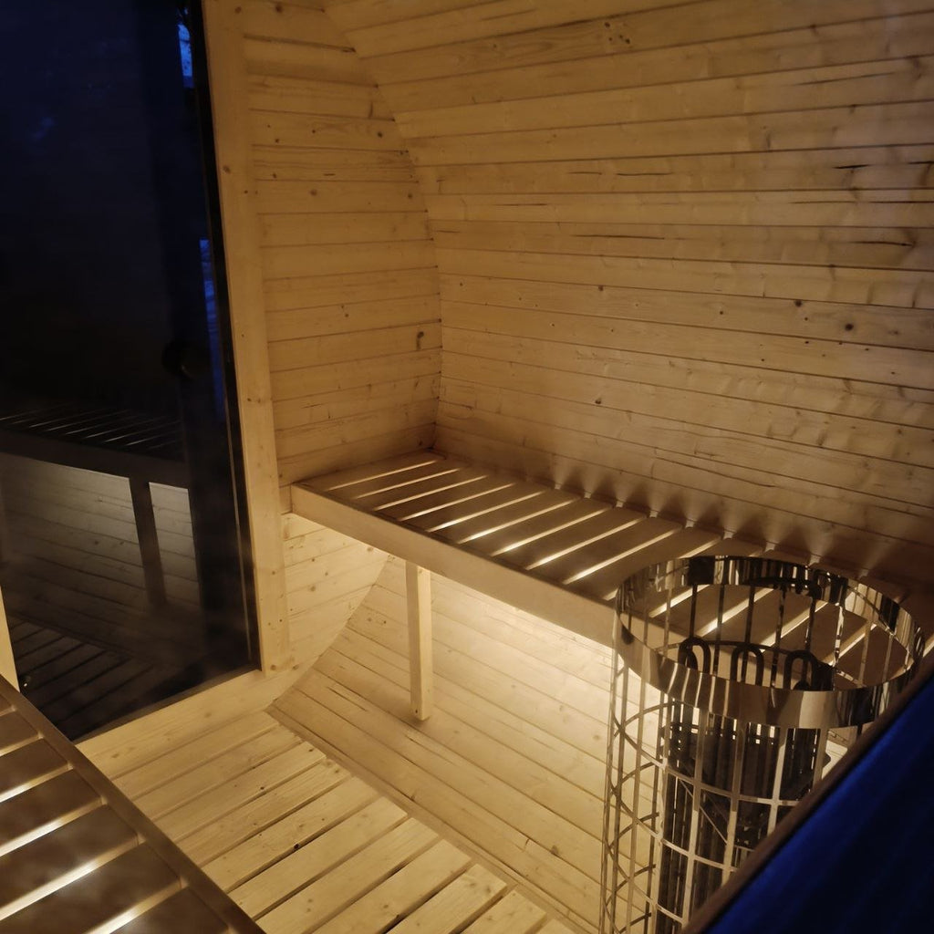 Steam & Oak Gas Barrel Sauna 2.4m with Porch (Electric or Wood-Fired)