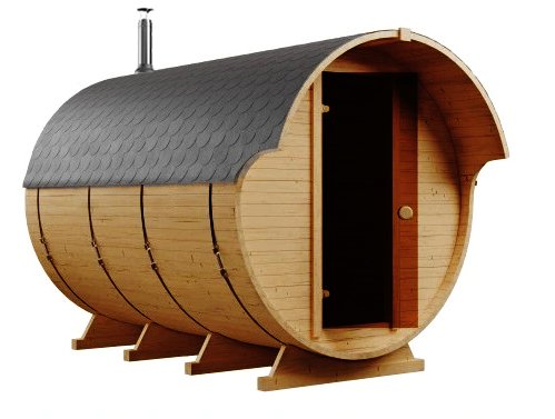 Steam & Oak Gas Barrel Sauna 3m Canopy + Anteroom (Electric or Wood-Fired)