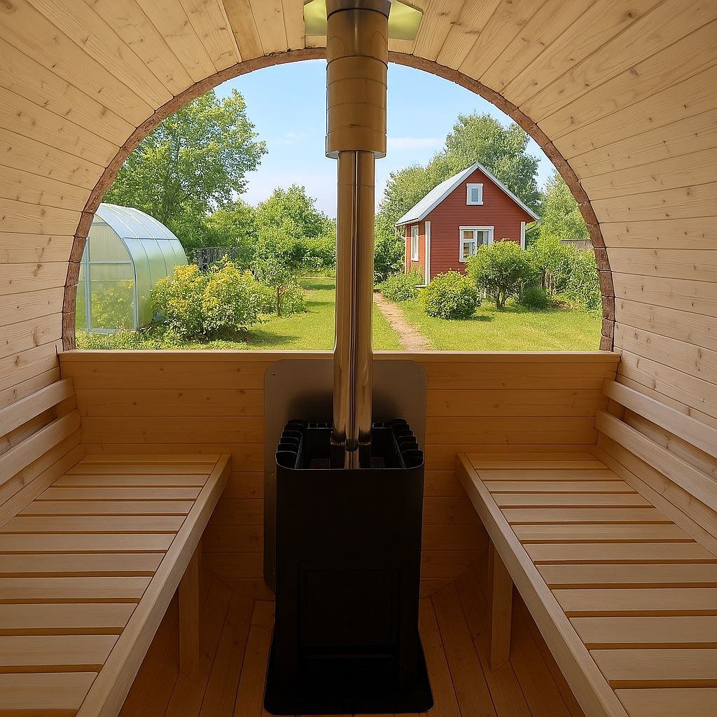 Steam & Oak Gas Barrel Sauna 3m with Anteroom (Electric or Wood-Fired)