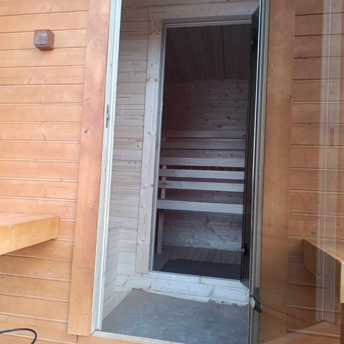 Steam & Oak Gas Cube Sauna 3.4m Premium L-Bench (Electric or Wood-Fired)
